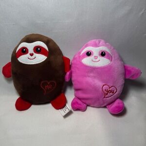 Cute Valentine Plush Sloths Set Pink Brown Me You Heart Stuffed‎ Toys Kids Gift